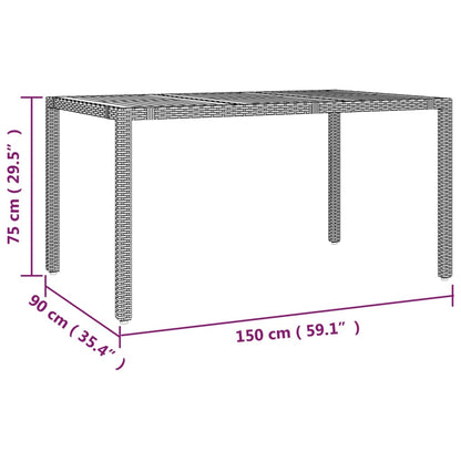 7-tlg. Garten-Essgruppe mit Kissen Grau Poly Rattan