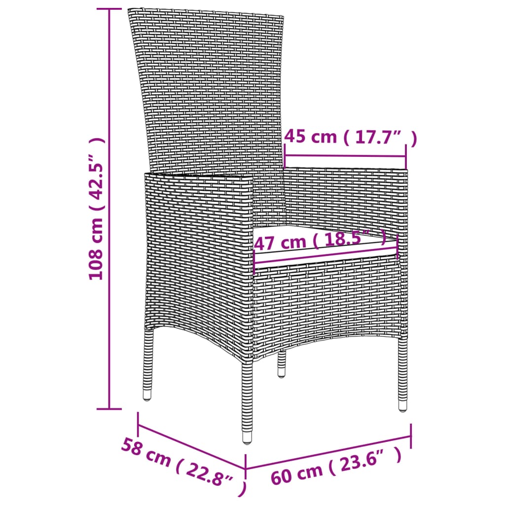 7-tlg. Garten-Essgruppe mit Kissen Beige Poly Rattan