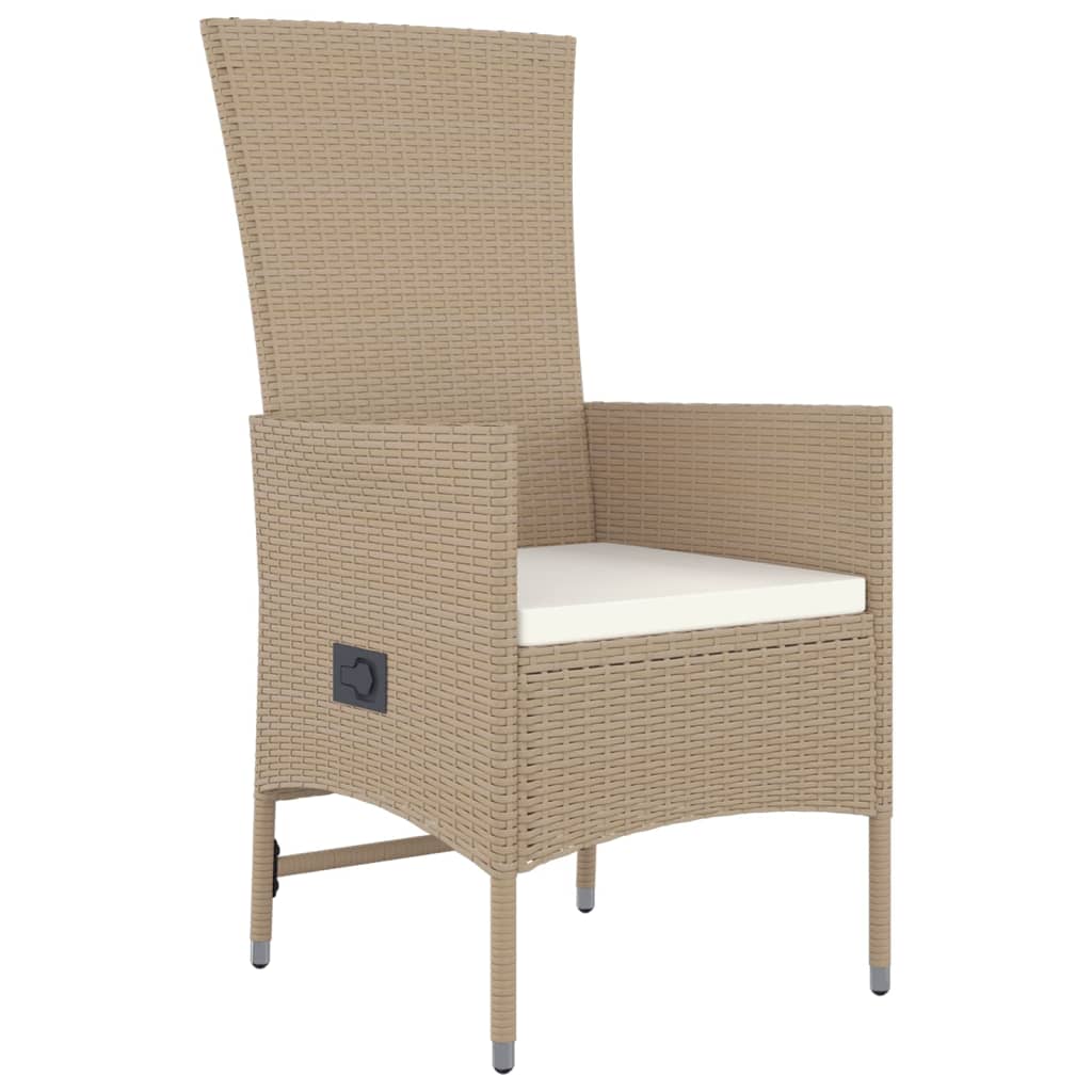 7-tlg. Garten-Essgruppe mit Kissen Beige Poly Rattan