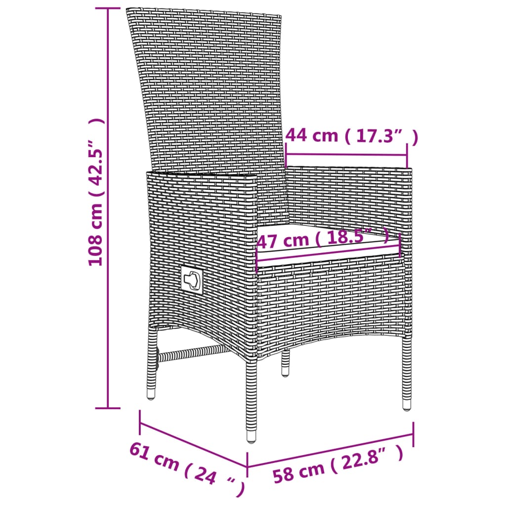 9-tlg. Garten-Essgruppe mit Kissen Beige Poly Rattan