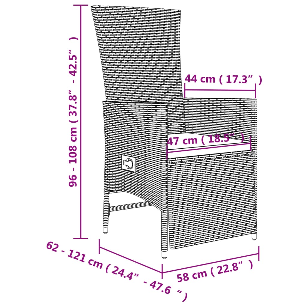 3-tlg. Garten-Essgruppe mit Kissen Beige Poly Rattan