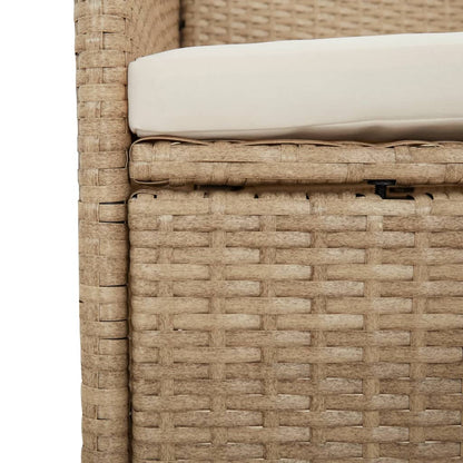 7-tlg. Garten-Essgruppe mit Kissen Beige Poly Rattan