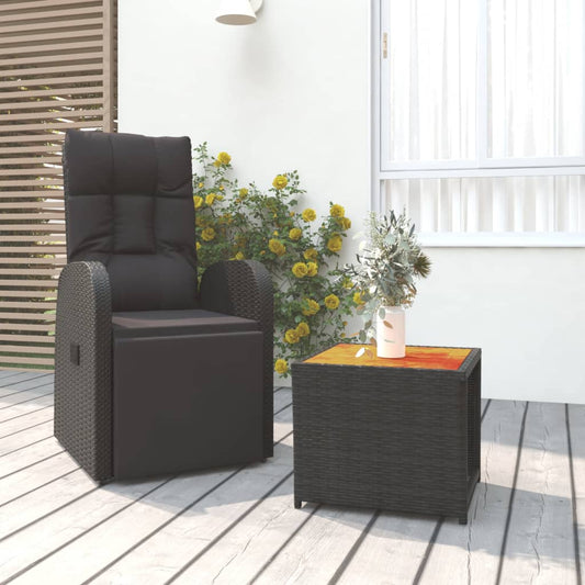 2-tlg. Garten-Lounge-Set Schwarz Poly Rattan Massivholz Akazie