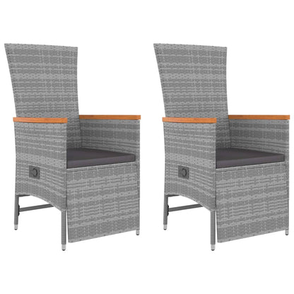 3-tlg. Garten-Lounge-Set Grau Poly Rattan & Massivholz Akazie