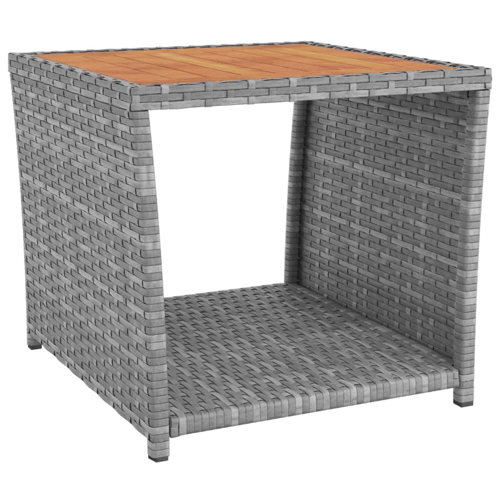 3-tlg. Garten-Lounge-Set Grau Poly Rattan & Massivholz Akazie