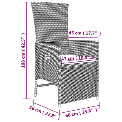 3-tlg. Garten-Lounge-Set Beige Poly Rattan & Stahl