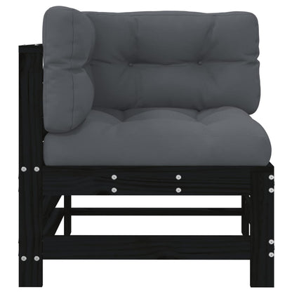 Ecksofas mit Kissen 2 Stk. Schwarz Massivholz Kiefer