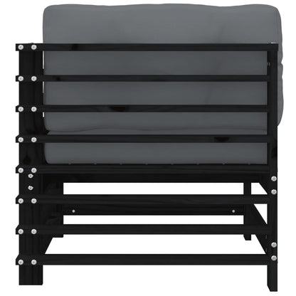 Ecksofas mit Kissen 2 Stk. Schwarz Massivholz Kiefer