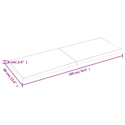 Wandregal 180x60x(2-6) cm Massivholz Eiche Unbehandelt