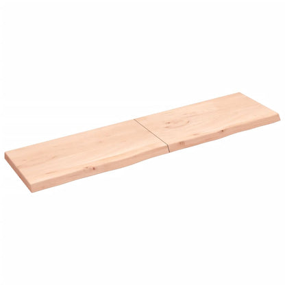 Wall shelf 200x50x(2-6) cm solid oak untreated