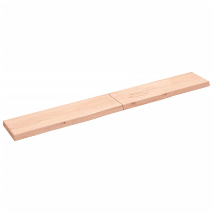 Wall shelf 220x30x(2-6) cm solid oak untreated