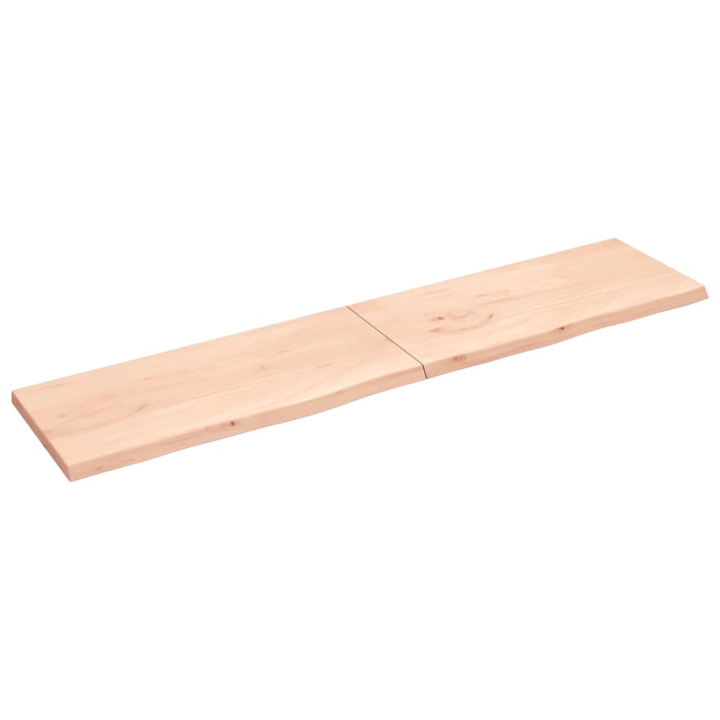 Wall shelf 220x50x(2-4) cm solid oak untreated