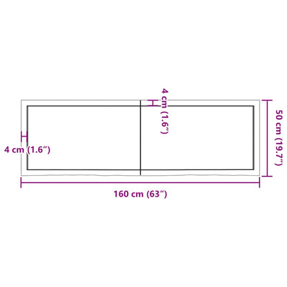 Wall shelf light brown 160x50x(2-6) cm solid oak treated