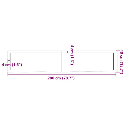 Wall shelf light brown 200x40x(2-6) cm solid oak treated