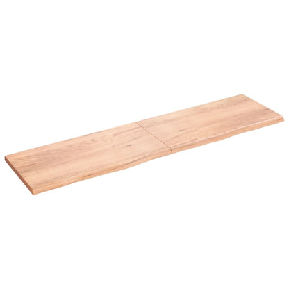 Wall shelf light brown 200x50x(2-4) cm solid oak treated