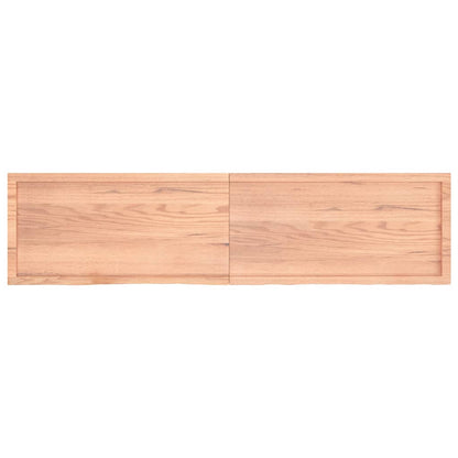 Wall shelf light brown 200x50x(2-4) cm solid oak treated