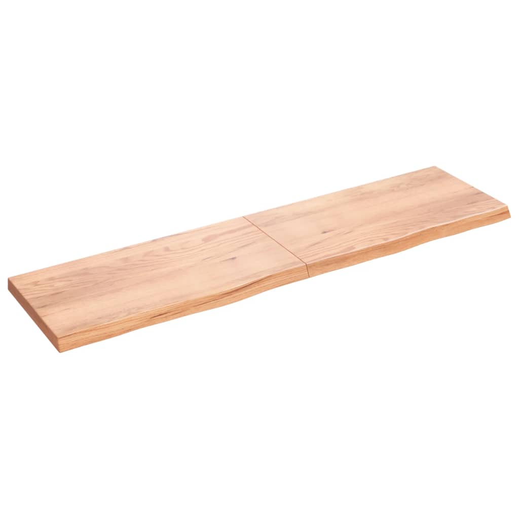 Wall shelf light brown 200x50x(2-6) cm solid oak treated