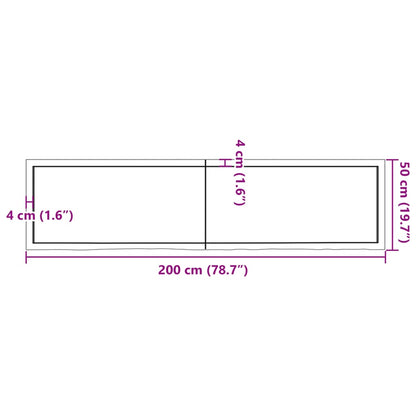 Wall shelf light brown 200x50x(2-6) cm solid oak treated