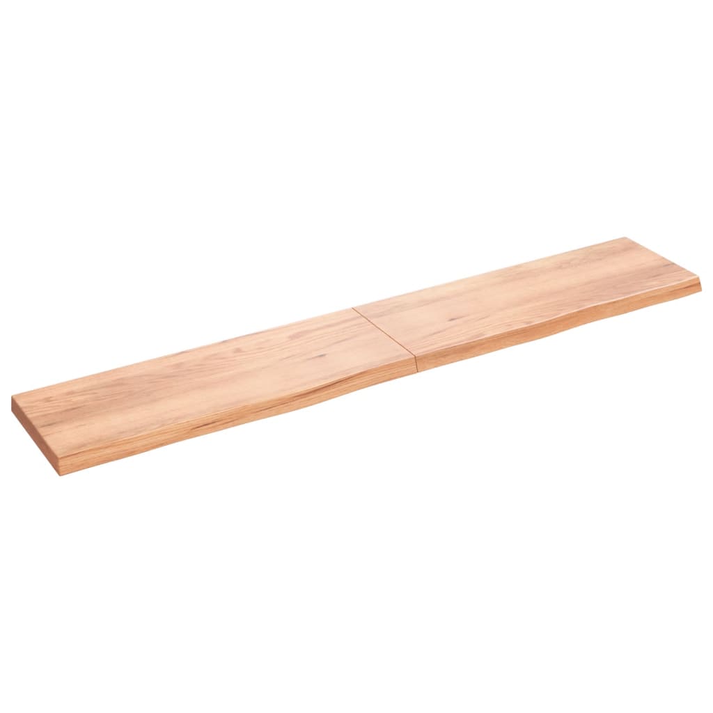 Wall shelf light brown 220x40x(2-6) cm solid oak treated