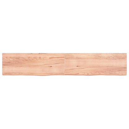 Wall shelf light brown 220x40x(2-6) cm solid oak treated