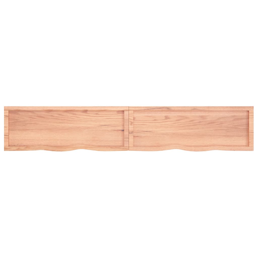 Wall shelf light brown 220x40x(2-6) cm solid oak treated