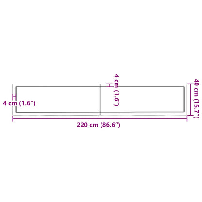 Wall shelf light brown 220x40x(2-6) cm solid oak treated