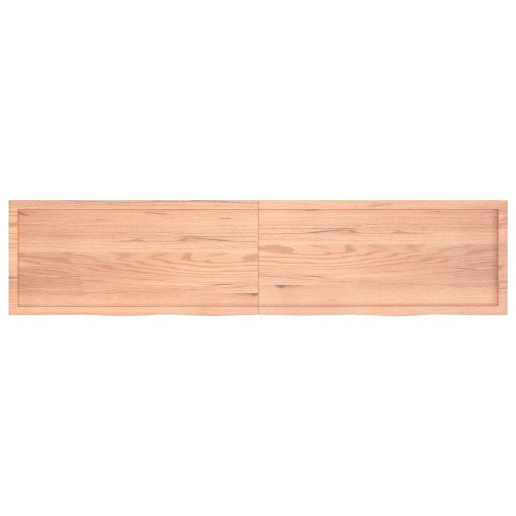 Wall shelf light brown 220x50x(2-6) cm solid oak treated