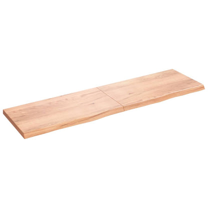 Wall shelf light brown 220x60x(2-6) cm solid oak treated