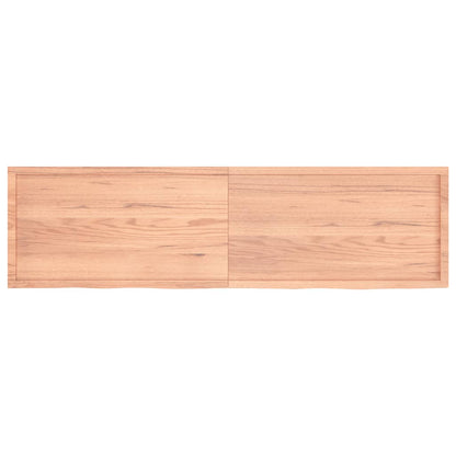 Wall shelf light brown 220x60x(2-6) cm solid oak treated