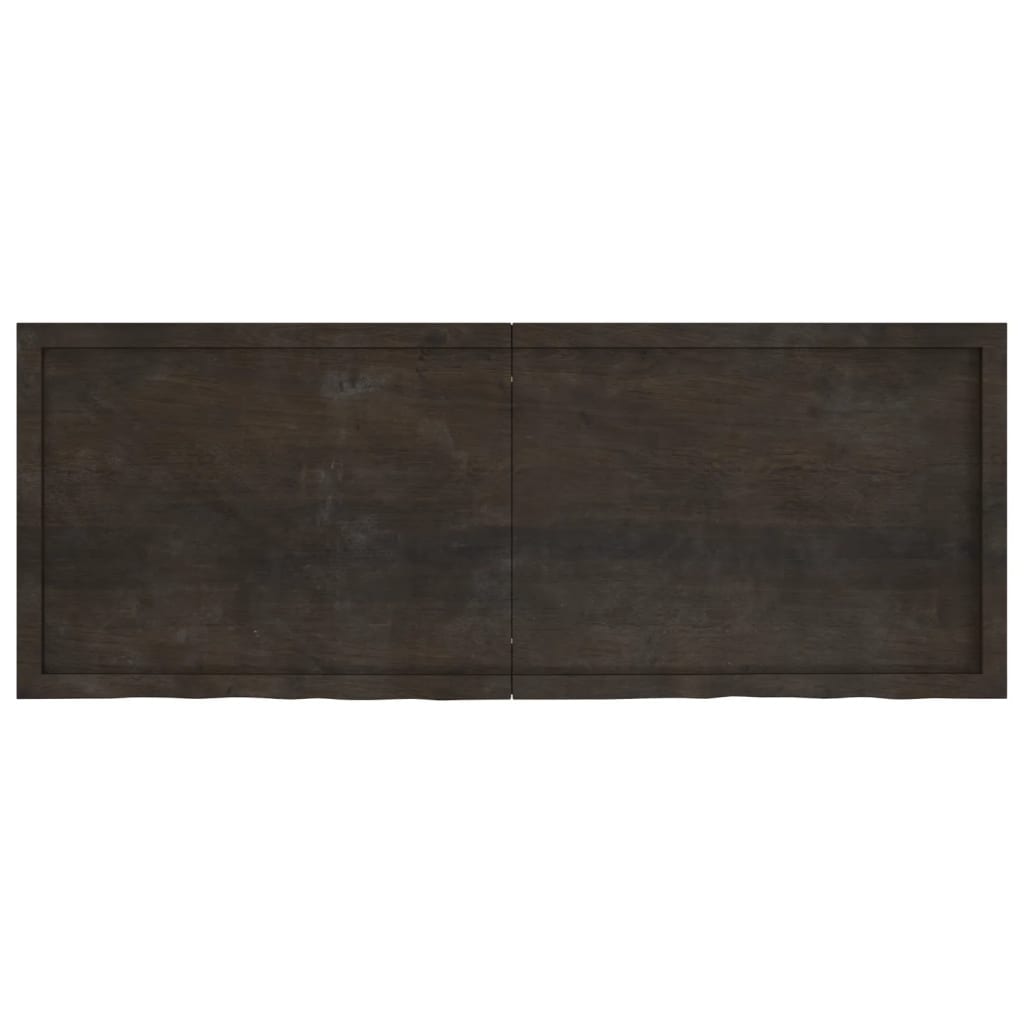 Wall shelf dark brown 160x60x(2-6)cm solid oak treated