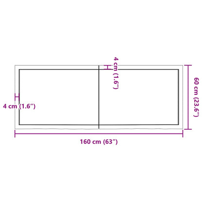 Wall shelf dark brown 160x60x(2-6)cm solid oak treated