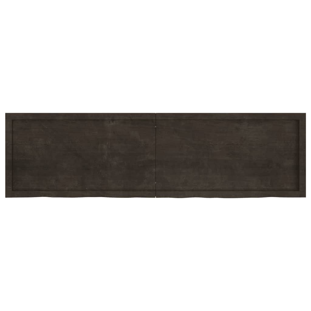 Wall shelf dark brown 180x50x(2-6)cm solid oak treated