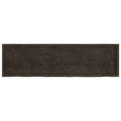 Wall shelf dark brown 180x50x(2-6)cm solid oak treated