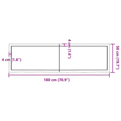 Wall shelf dark brown 180x50x(2-6)cm solid oak treated