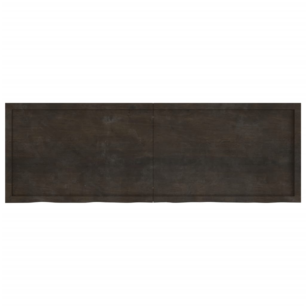 Wall shelf dark brown 180x60x(2-6)cm solid oak treated