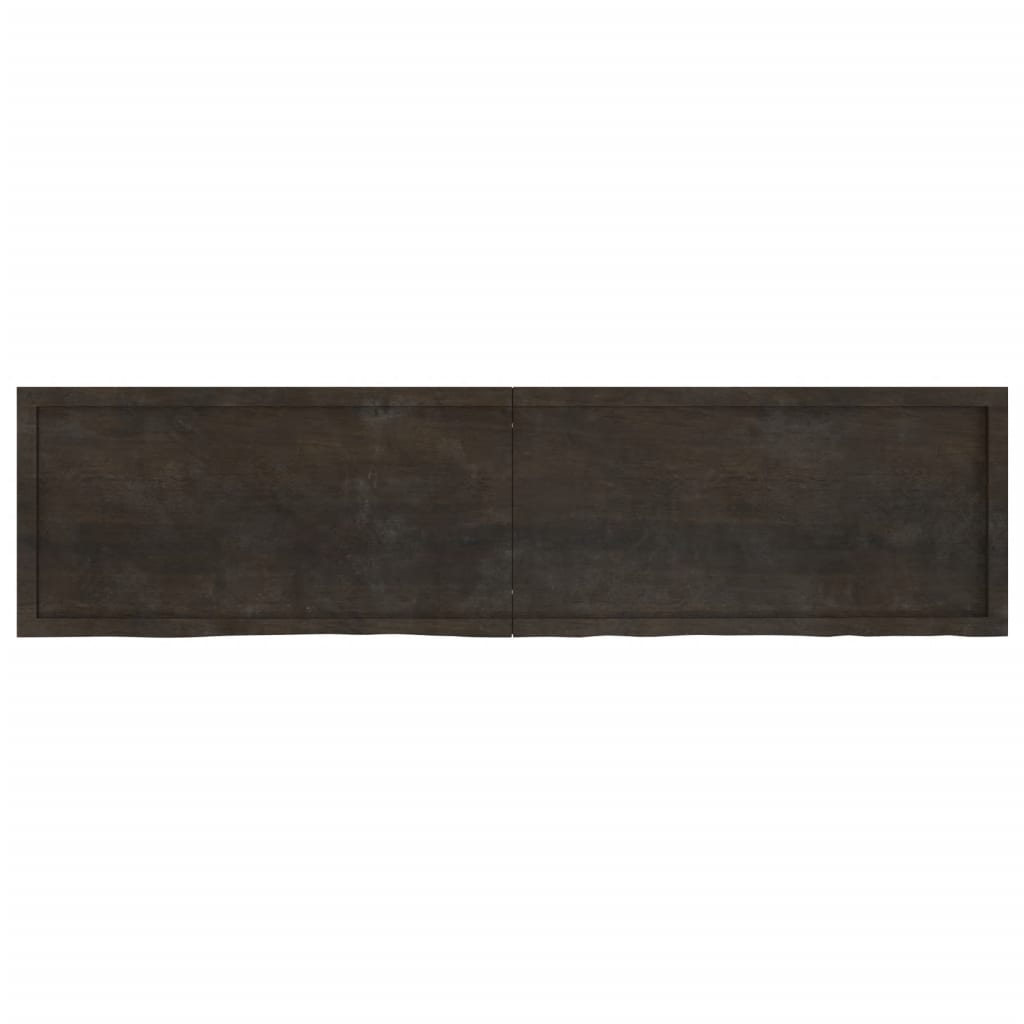 Wall shelf dark brown 200x50x(2-6)cm solid oak treated