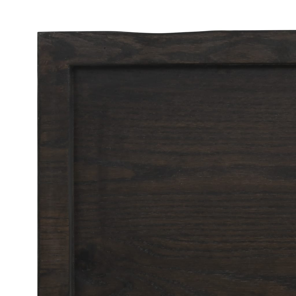 Wall shelf dark brown 200x50x(2-6)cm solid oak treated