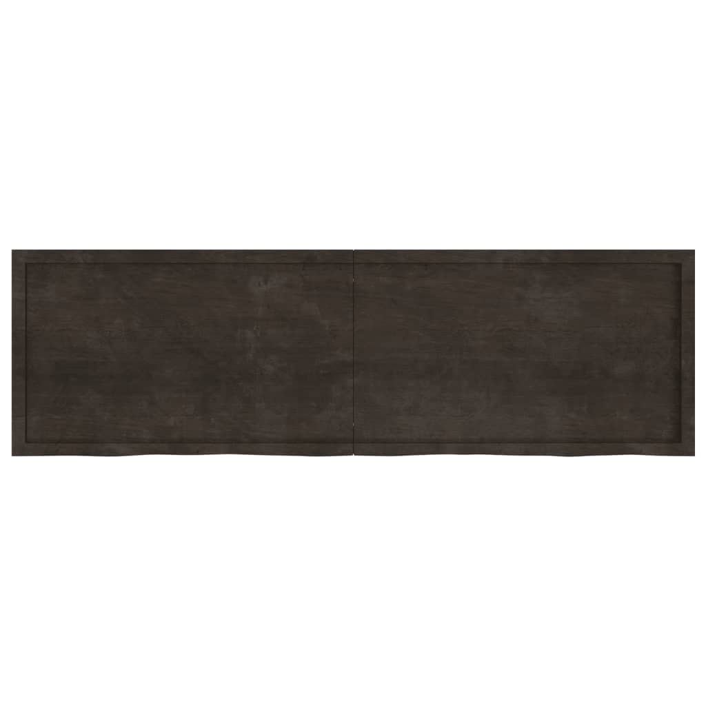 Wall shelf dark brown 200x60x(2-4)cm solid oak treated