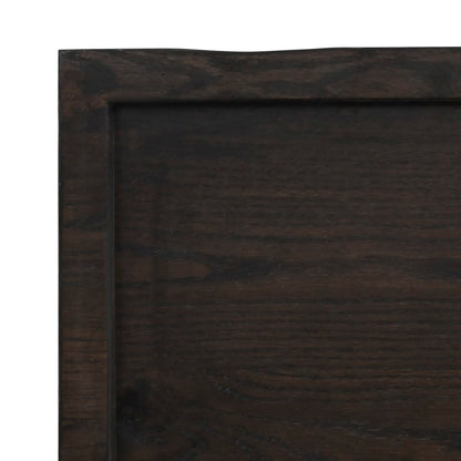 Wall shelf dark brown 200x60x(2-4)cm solid oak treated