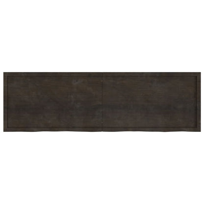 Wall shelf dark brown 200x60x(2-6)cm solid oak treated