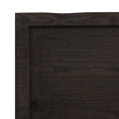 Wall shelf dark brown 200x60x(2-6)cm solid oak treated