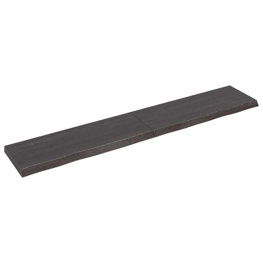 Wall shelf dark brown 220x40x(2-6)cm solid oak treated