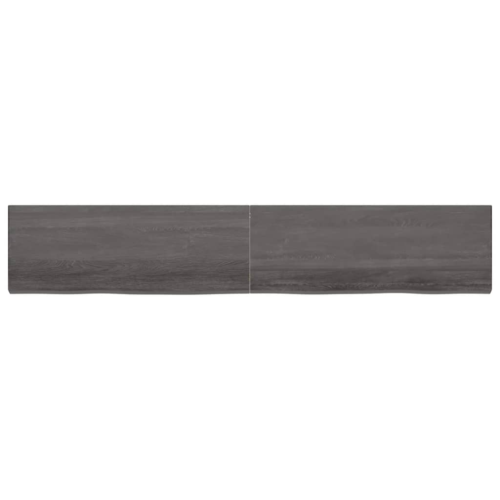 Wall shelf dark brown 220x40x(2-6)cm solid oak treated