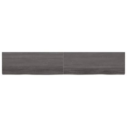 Wall shelf dark brown 220x40x(2-6)cm solid oak treated