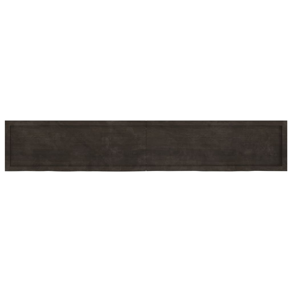 Wall shelf dark brown 220x40x(2-6)cm solid oak treated