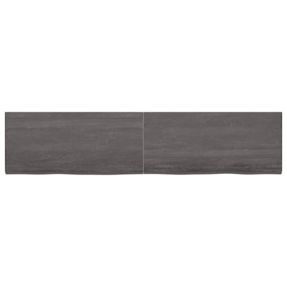 Wall shelf dark brown 220x50x(2-4)cm solid oak treated