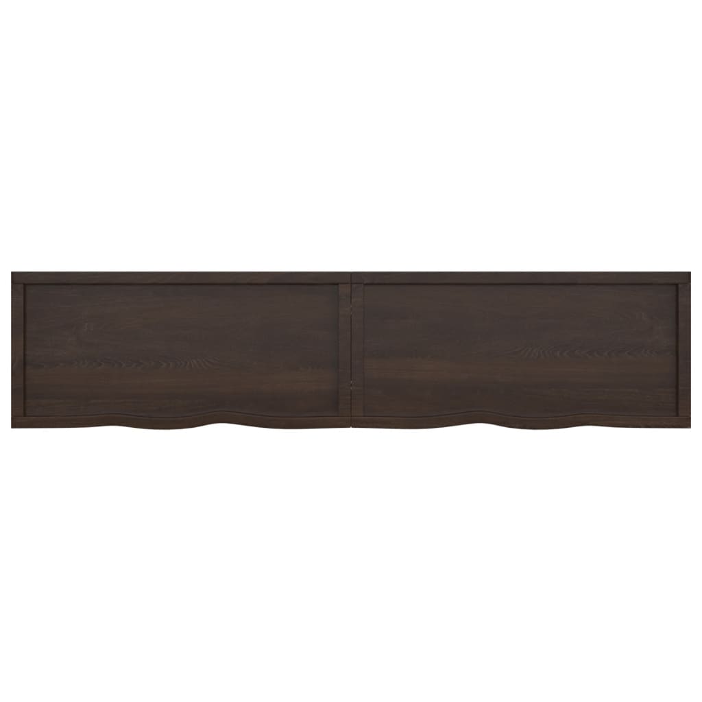 Wall shelf dark brown 220x50x(2-4)cm solid oak treated