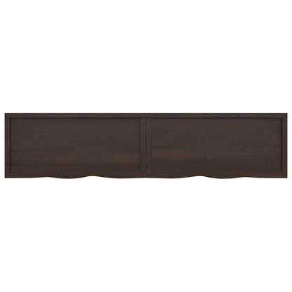 Wall shelf dark brown 220x50x(2-4)cm solid oak treated