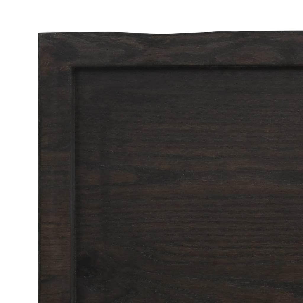 Wall shelf dark brown 220x50x(2-4)cm solid oak treated