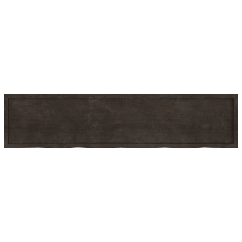 Wall shelf dark brown 220x50x(2-6)cm solid oak treated